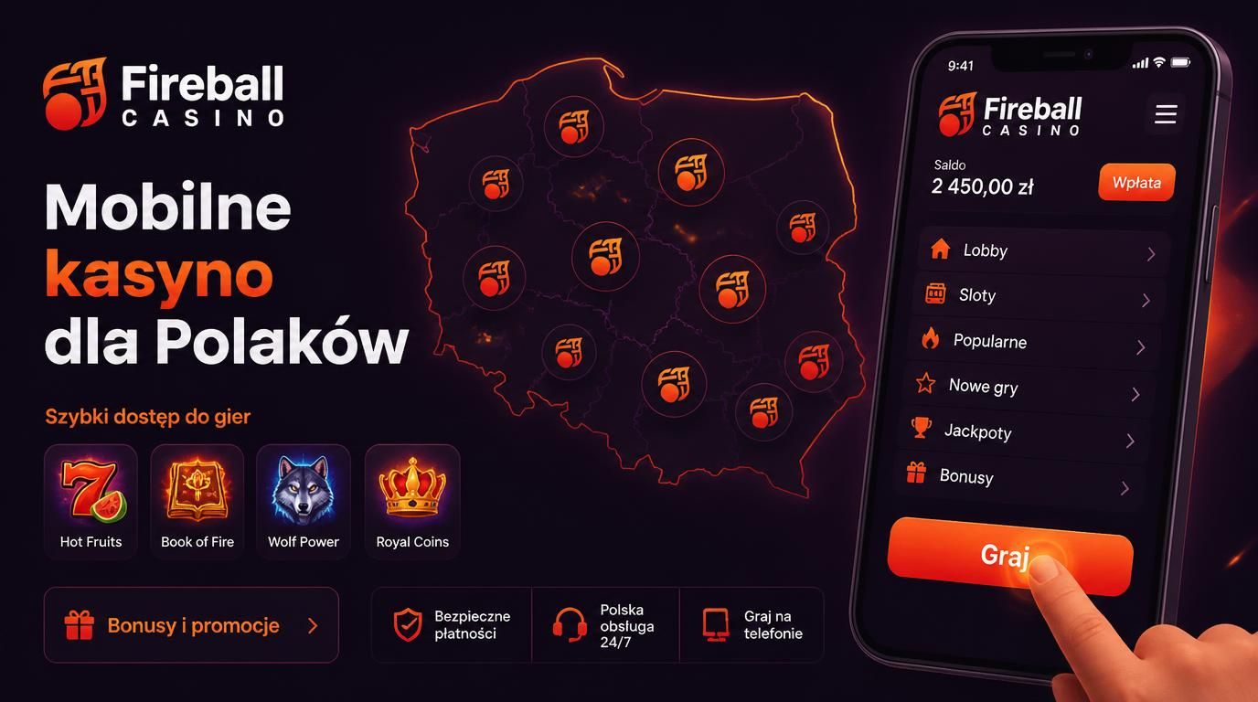 Interfejs kasyna mobilnego z menu i lokalnymi elementami
