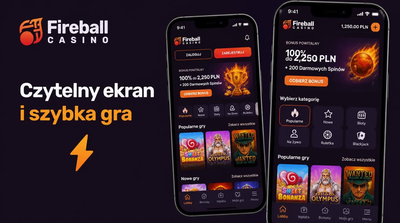 Lobby kasyna z prostym menu i dużymi przyciskami